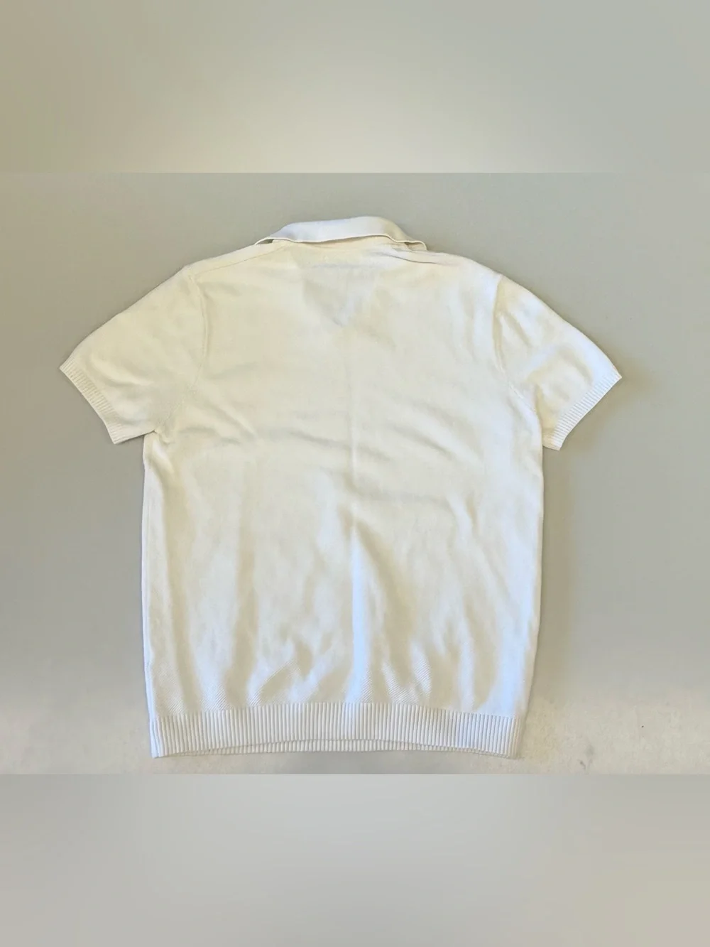 Zara Solid Knit Polo Shirt Men’s M White Short Sleeve Collared Pullover
